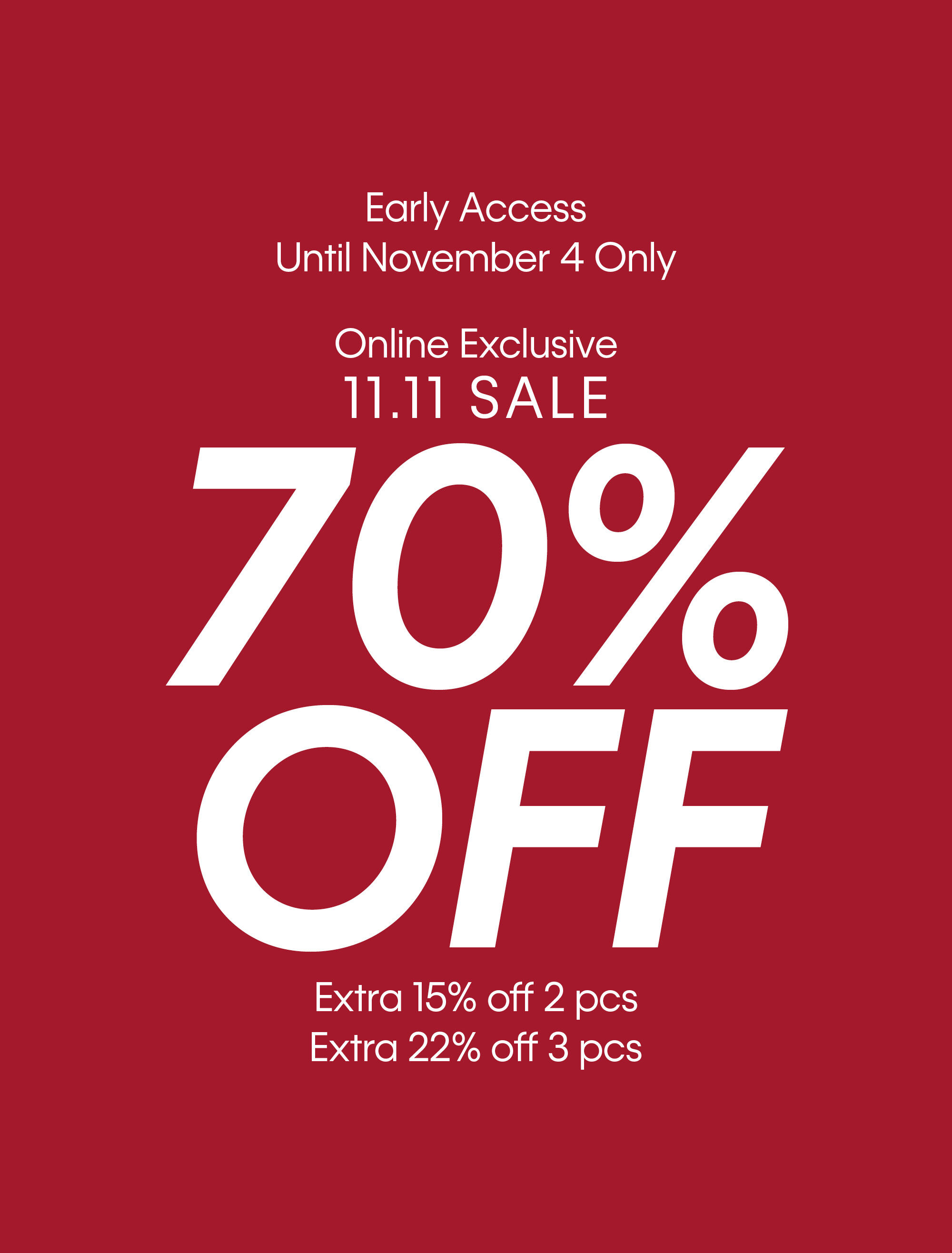 Calvin Klein Early Access 11.11 Sale 70% Off Calvin Klein Early Access 11.11 Sale 70% Off